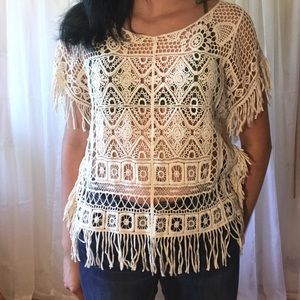 Crochet cream shirt /cover up